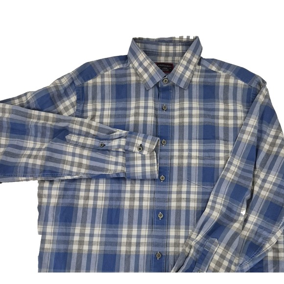 Untuckit Shirt Mens Large Blue White Plaid Fiano Button Up Casual 100% Cotton - Picture 3 of 9